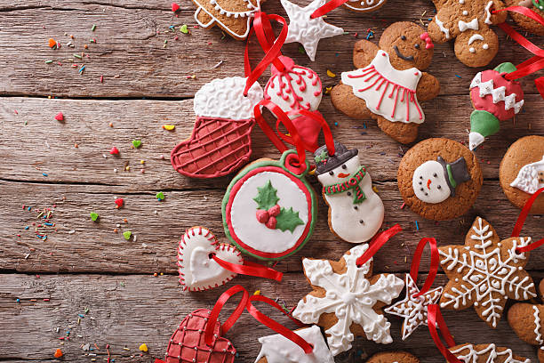 istock background Christmas gingerbread closeup. Horizontal top view 500188006