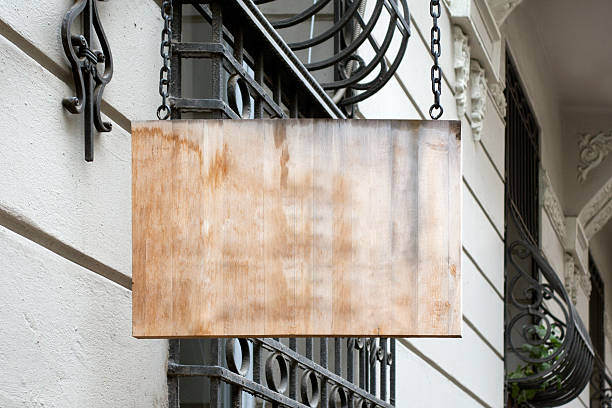istock Wood Sign on chain 500189396