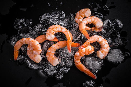 Shrimps on ice (seen from above)