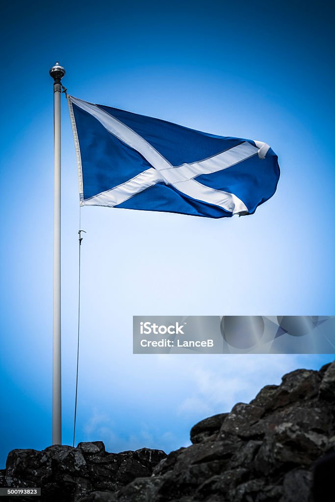 Scotland flag The famous white cross on blue blowing in the breeze Scottish Flag Stock Photo