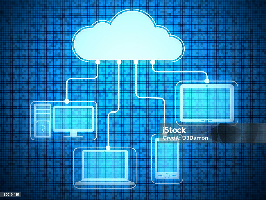 Cloud computing on pixelated background Backgrounds Stock Photo