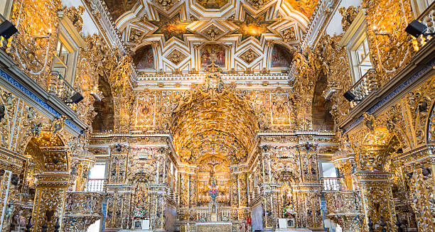 Brazil Salvador - The São Francisco Church The São Francisco Church and Convent of Salvador ( Portuguese: Convento e Igreja de São Francisco ) The church was built between 1708 and 1723, but the interior was decorated by several artists during a great part of the 18th century. Most decoration of the church and convent were finished by 1755. sao francisco church bahia state stock pictures, royalty-free photos & images