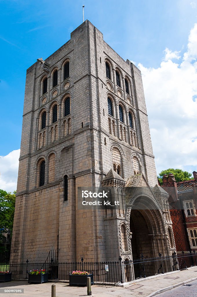 Mittelalterliche Norman tower neben dem St Edmundsbury Kathedrale - Lizenzfrei Bury St Edmunds Stock-Foto