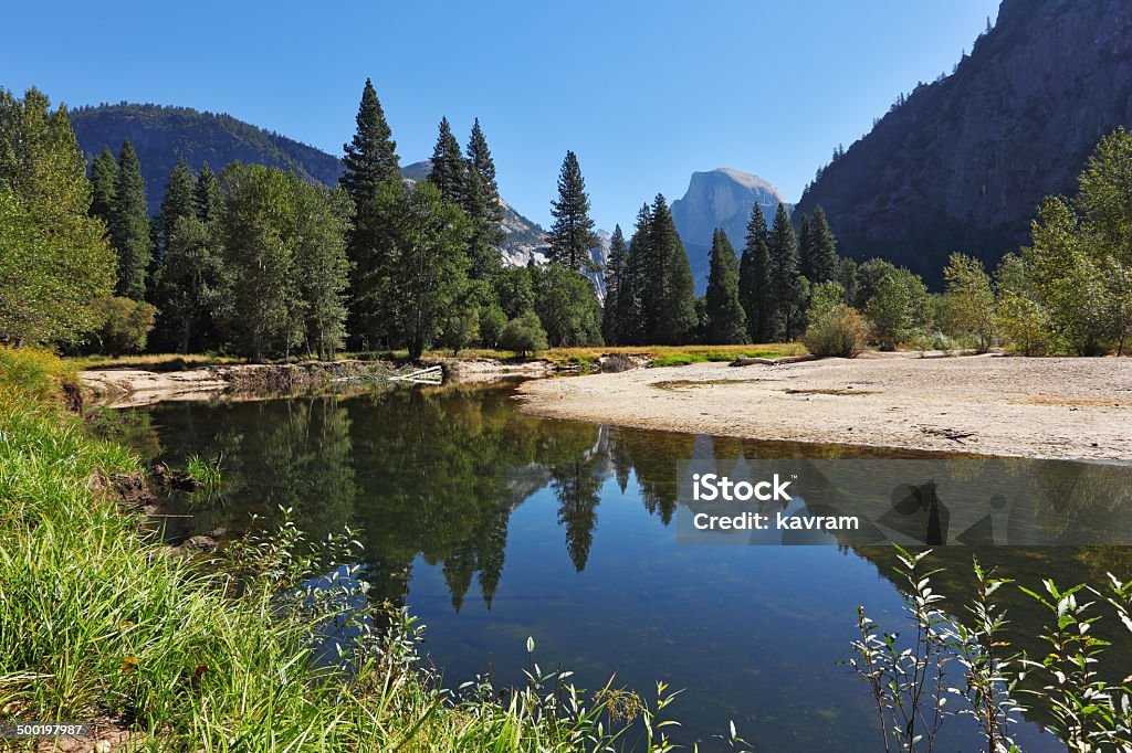 The blue  river Merced The blue water of the river Merced in Yosemite. Fine autumn day Autumn Stock Photo