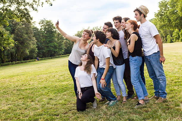 istock Cheerful group of teens taking a selfie 500198153