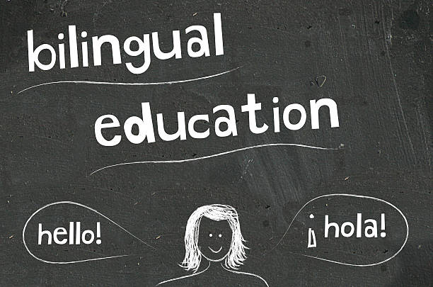 dwujęzyczny edukacji - hello angielskie słowo stock illustrations
