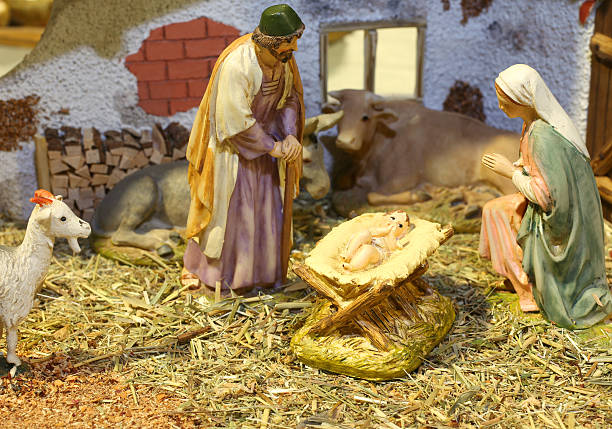 istock nativity scene with baby Jesus in the manger 500202454
