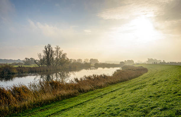 Winter sun at the river Winter sun over the floodplains of the river IJssel in The Netherlands. The River IJssel is a branch of the Rhine that is flowing more to the North West towards the IJsselmeer. ijssel photos stock pictures, royalty-free photos & images