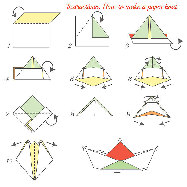 оригами бумаги корабль - paper match stock illustrations