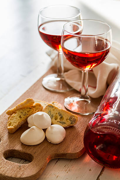 istock Traditional italian cookies served with wine 500212984