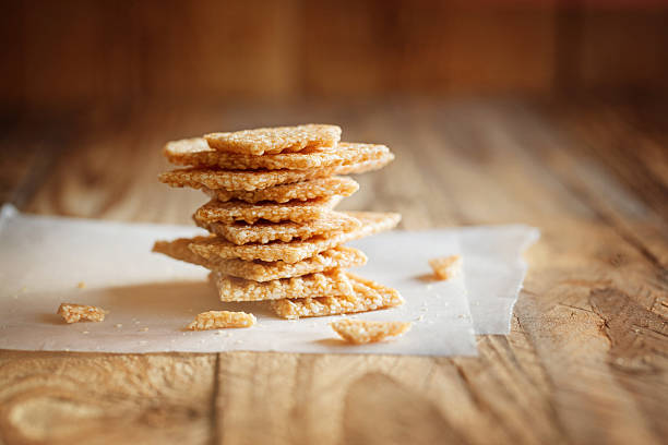 istock Chopped Candied  White Sesame Seeds in Stack on Wooden Background 500213432