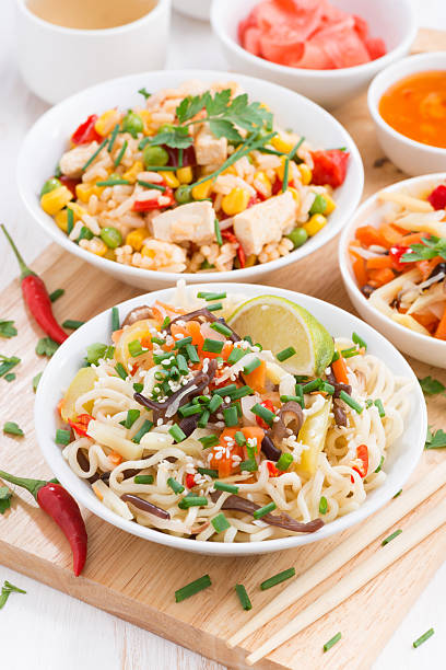 istock noodles with vegetables and greens, fried rice, tofu 500216126