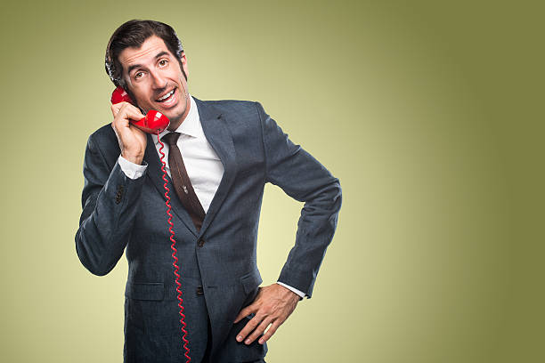 istock Nerdy Office Worker With Vintage Telephone 500216325