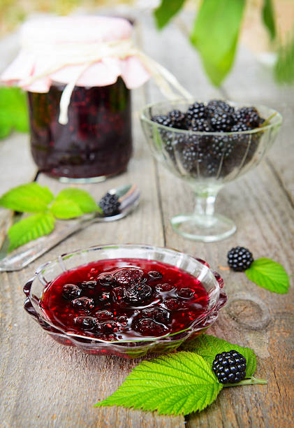 istock Homemade blackberry jam in vase 500216415