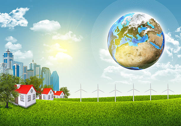 istock Earth, green grass and town 500216951