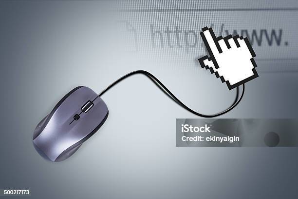 Mouse With Hand Cursor Stock Photo - Download Image Now - Black Color, Business, Business Finance and Industry