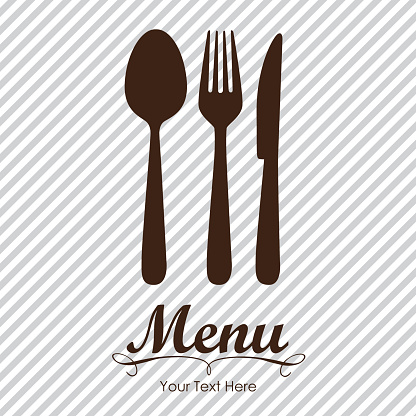 Elegant card for restaurant menu, with spoon, knife and fork vector illustration