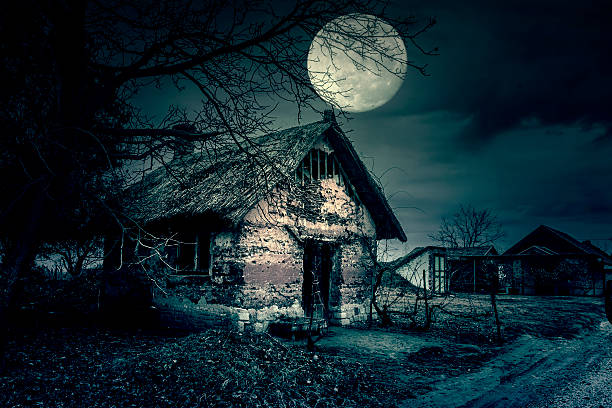 istock Spooky scene of haunted house and moon 500219247