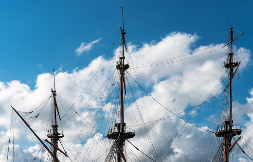 Explorer navigator ship from the seventeenth century in Genoa, Italy. 