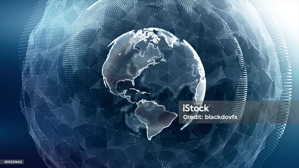 Digital World World Map Stock Photo