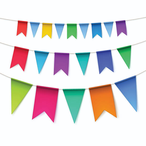 istock Illustration of Vector Set of Multicolored Buntings Garlands Flags Isolated 500227660