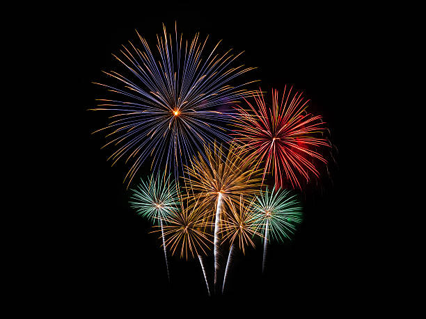 istock Colorful fireworks of various colors on black background 500227912
