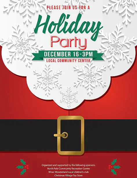 Vector illustration of Christmas Santa Claus Beard and Belly Holiday Party Invitation