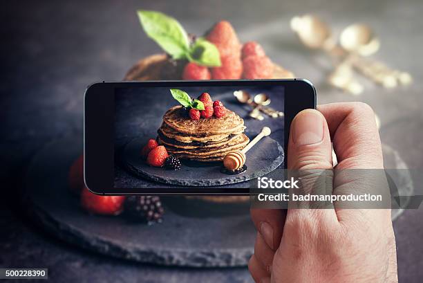 Buckwheat Pancakes With Fruit Stock Photo - Download Image Now - Food, Photograph, Photography