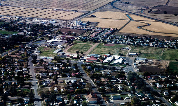 istock Aerial View Northern California Rural Community And Fields 500230666