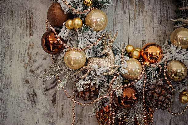 istock Christmas wreath with golden decorations 500232276