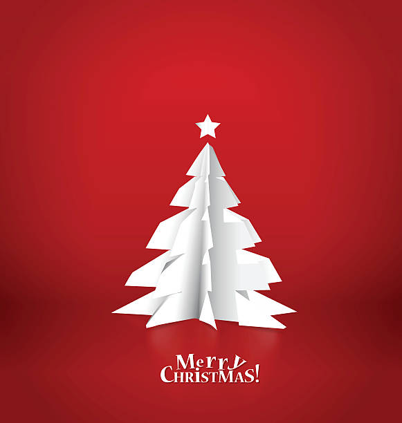 istock Merry Christmas greeting card with origami Christmas tree. 500234152