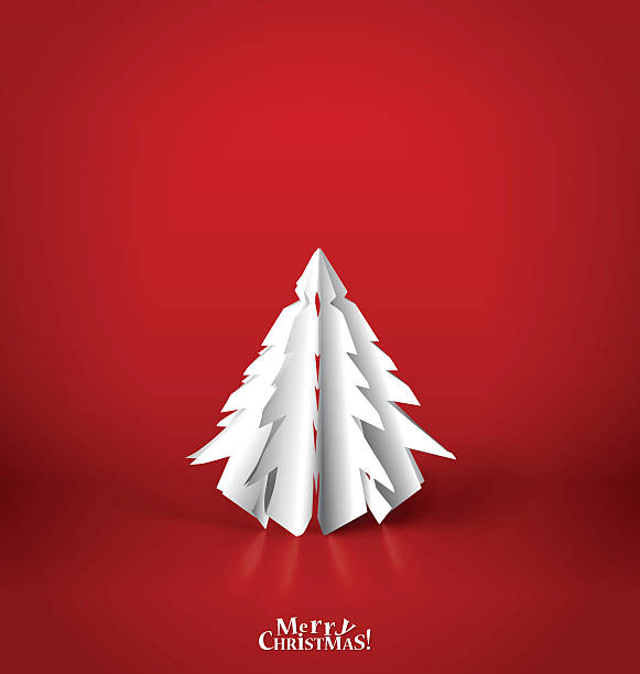 istock Merry Christmas greeting card with origami Christmas tree. 500234250