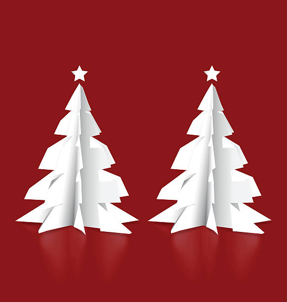 istock Merry Christmas greeting card with origami Christmas tree. 500235018
