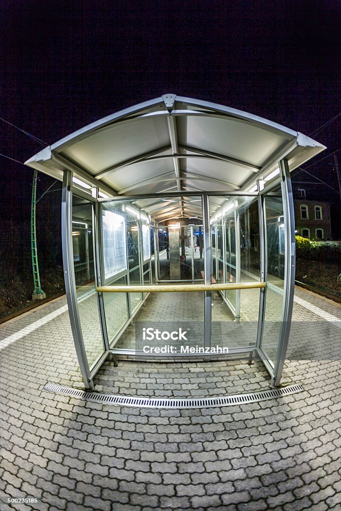 empty station early morning in the dark empty railway station early morning in the dark Arrival Stock Photo