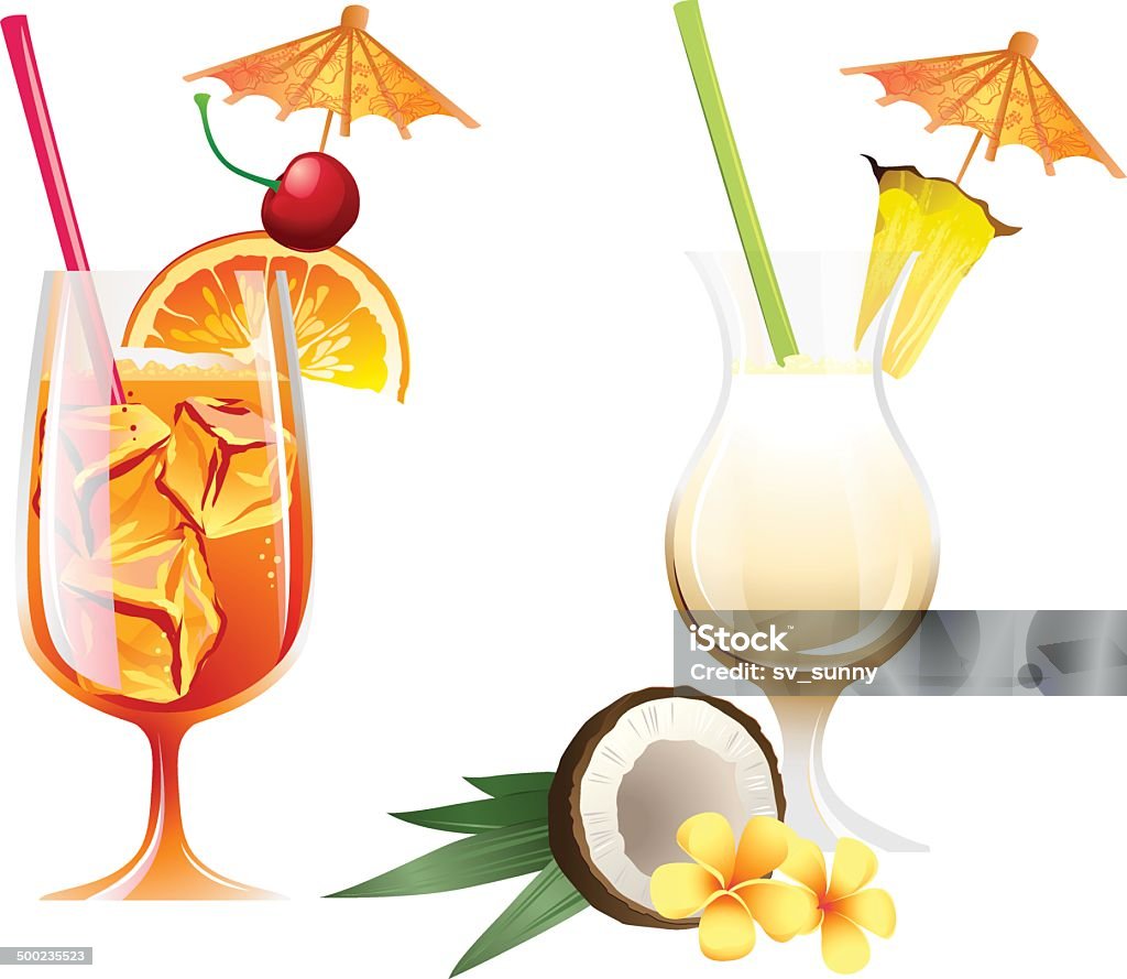 Set di cocktail di spiaggia tropicale bahamamama e ponacolada con - arte vettoriale royalty-free di Serata donne - Evento