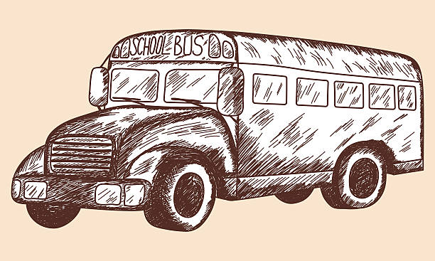 School bus sketch vector art illustration