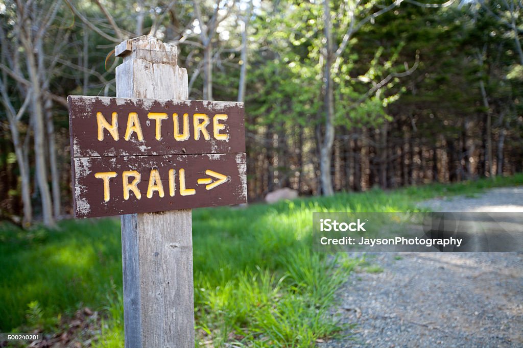 Nature Trail sign at Acadia National Park, Maine. Sign Stock Photo
