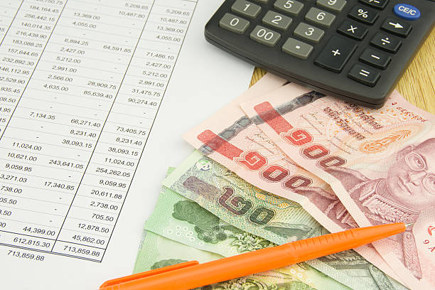 istock Bill on finance account with pen and calculator 500240711