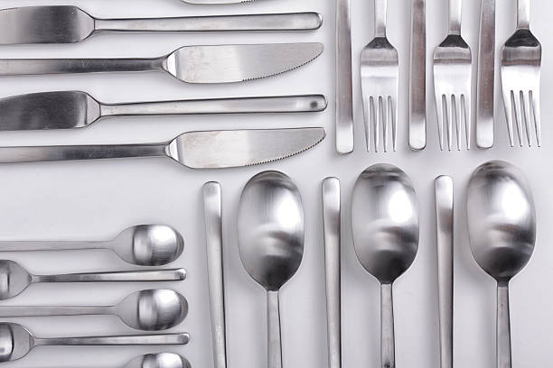 istock Cutlery set with Fork, Knife and Spoon on white background 500250910