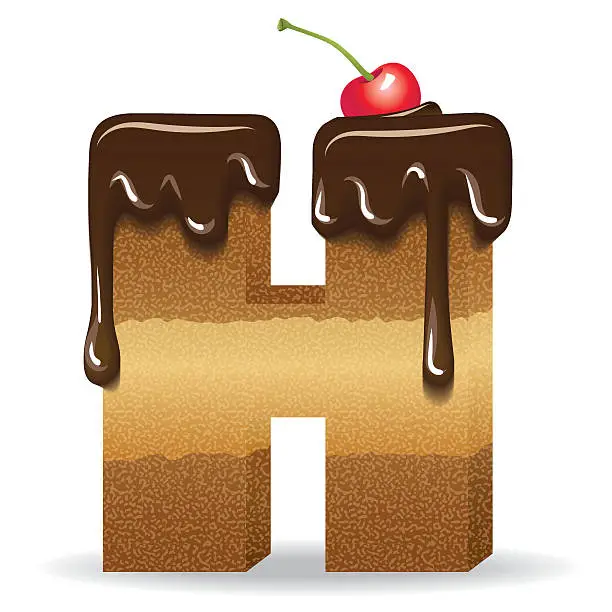 Vector illustration of Letter H -cake 3d