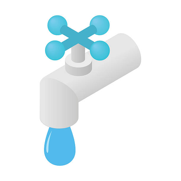 illustrazioni stock, clip art, cartoni animati e icone di tendenza di isometrici 3d icona del rubinetto - economize