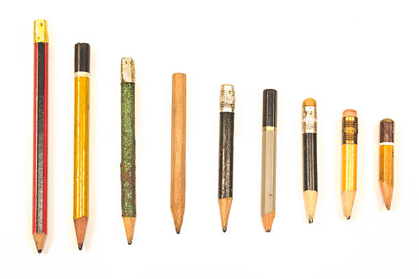 istock Used wooden pencils isolated on white 500254694