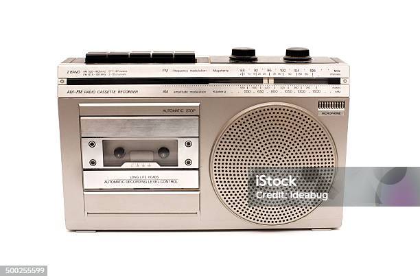 Przenośne Radio Amfm Radio Cassette Recorder Na Białym - zdjęcia stockowe i więcej obrazów Walkman kasetowy