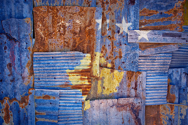 istock Corrugated Iron Kosovo Flag 500255634