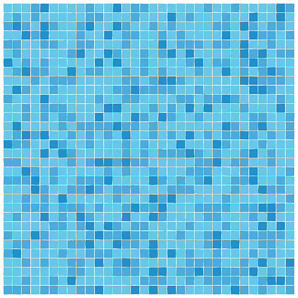 Blue mosaic tiles pattern vector seamless pattern of blue mosaic tiles with ragged edges bathroom backgrounds stock illustrations