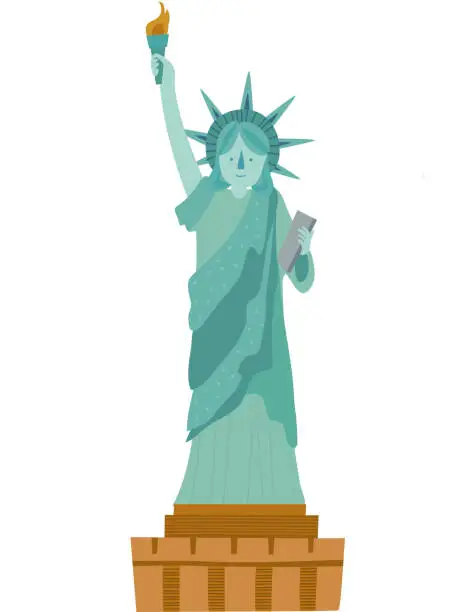 Vector illustration of The view of Statue of Liberty
