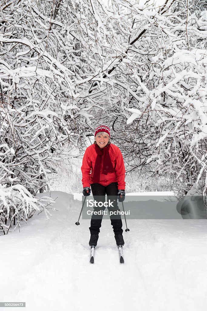 Skilanglauf, lächelnde Frau, winter sport - Lizenzfrei Langlaufen Stock-Foto