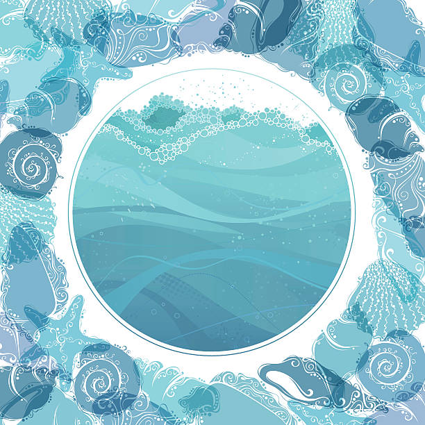 바다빛 배경기술 - color image colored background blue background animal stock illustrations