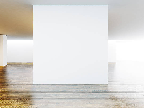istock White museum interior with wooden floor. 3d render 500257268