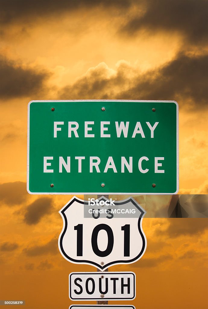 Highway 101 Sign A  Highway 101 sign in california. California Stock Photo